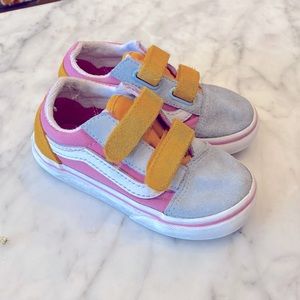 Vans toddler size 7.5, tri-color ( light blue, pink and yellow)